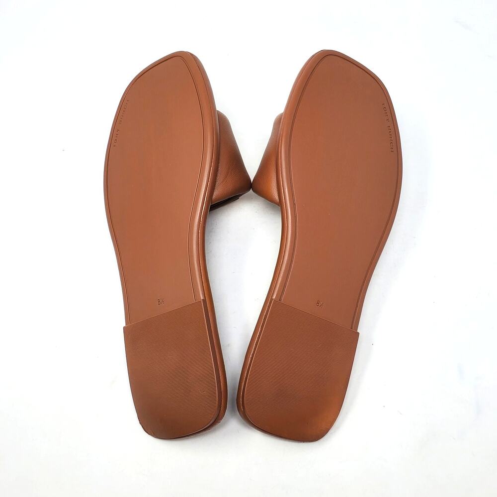 Tory Burch Double T Sport Slide Sandal Leather Bourbon Miele Gold 79985 Size 8.5 - Picture 8 of 10